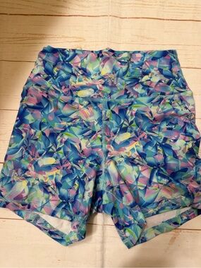 Fleo high-Waist Multicolor Active Shorts - Blue/Purple Print